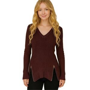 Abercrombie & Fitch Large Purple Ribbed Knit Sweater Top Dark Academia Preppy